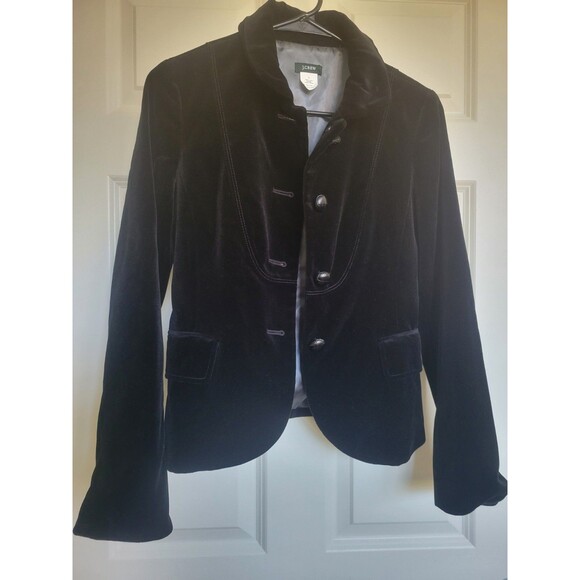 J.Crew Black Bell Sleeve Blazer Women's Size 2 Vintage Style 60s Mod Cotton - Picture 1 of 5